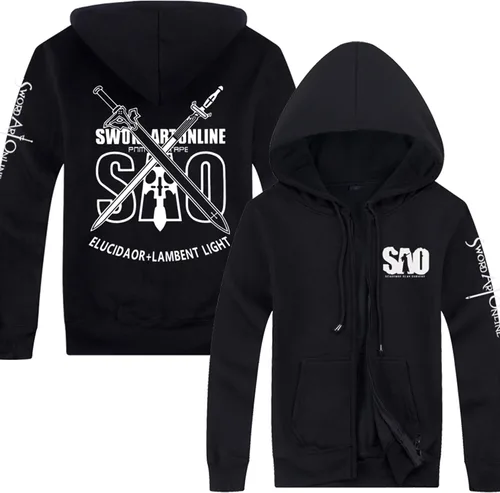 Vista 3 de Pulle-A Anime SAO Zip Kirito sudadera con capucha chaqueta traje para Sword Art Online