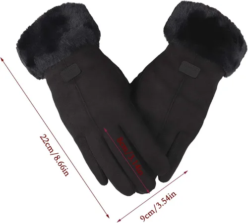 Vista 6 de Guantes para mujer con cable térmico cálido para mujer con pantalla táctil elástica para invierno para conducir guantes de cuero