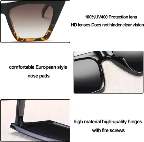 Vista 4 de Dollger Gafas de sol cuadradas de ojo de gato para mujer, a la moda, retro, clásicas, con protección UV400