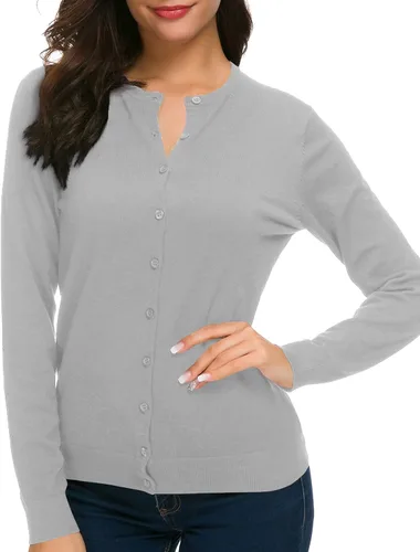 Vista 5 de Urban CoCo Suéter de punto de manga larga con cuello redondo y botones para mujer
