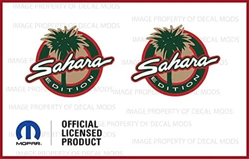 Vista 3 de Calcomanías laterales redondas Sahara para Jeep Wrangler Sahara Edition TJ (1997-2002) (juego de 2) FJ4E3