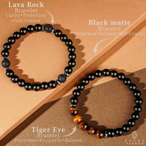Vista 24 de Pulseras de cristal para mujeres y hombres, regalos de cumpleaños, hechas a mano de 0.236 in con cuentas de piedra para equilibrio de chakras