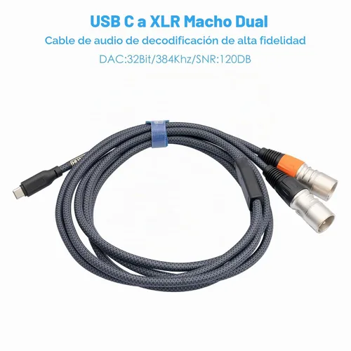 Vista 7 de Cable de audio USB C a doble XLR macho de 10 pies - Cable de audio USB C a XLR de alta fidelidad de 32 bits/384 Khz para conexión de teléfono a