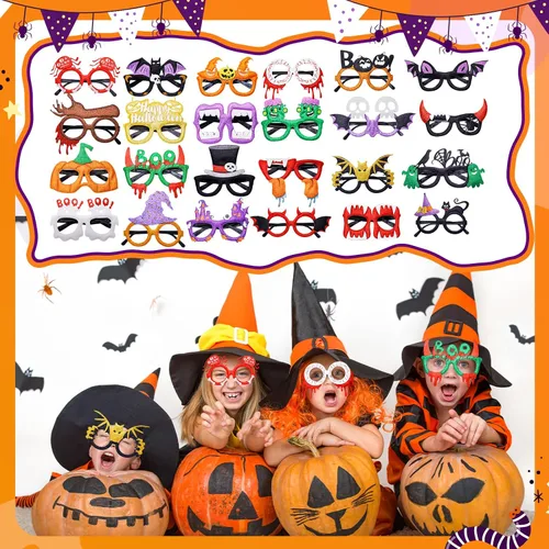 Vista 5 de Max Fun 24 vasos de fiesta de Halloween, gafas de fiesta con purpurina a granel para niños, regalos de fiesta de Halloween, suministros de decoración