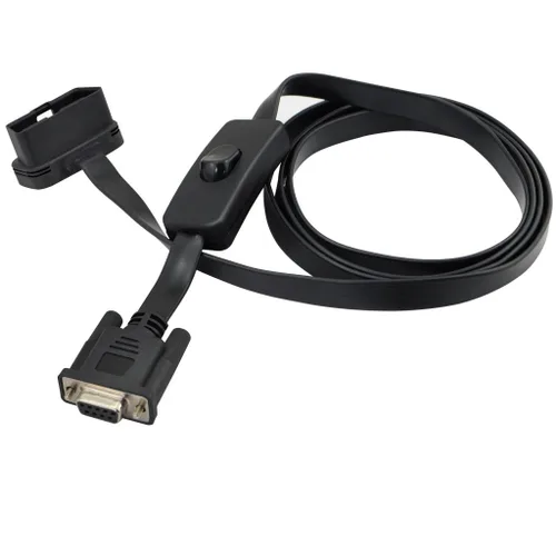 Vista 3 de 1.5M 5ft OBD2 OBDII 16 Pin macho a DB9 Serial RS232 Puerto hembra OBD Cable Adaptador de cable de extensión de diagnóstico Conector con interruptor