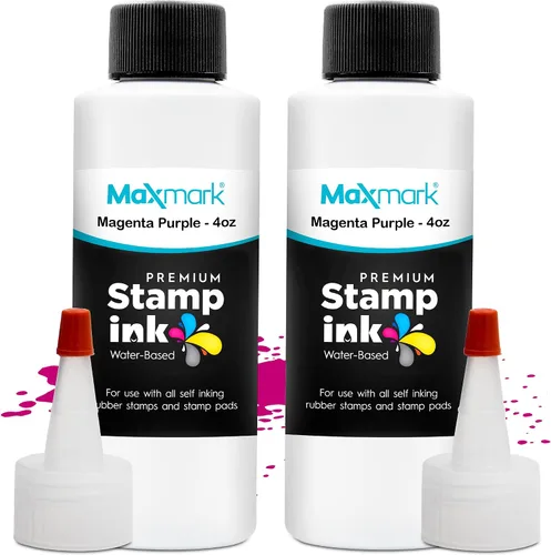 Vista 55 de MaxMark Premium - Tinta de recarga con punta de control en botella para sellos autoentintados, color negro - 1 onza