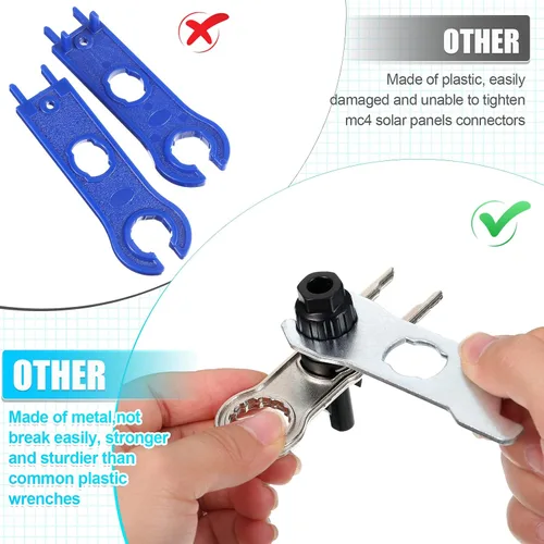 Vista 5 de Landhoow Herramienta de conector de panel solar, llave inglesa de metal solar, herramientas de extracción de desconexión solar fotovoltaica