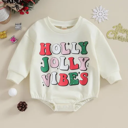 Vista 2 de Traje de Navidad para bebé recién nacido, con cuello redondo, manga larga, con burbujas, de gran