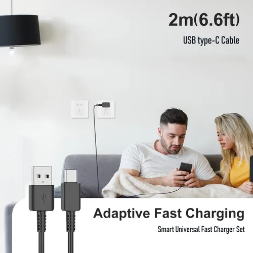 Vista 7 de Para Samsung Galaxy S10/S9/S8 Paquete de 2 cargadores de teléfono Android adaptativos con USB tipo C cable de carga rápida para Galaxy