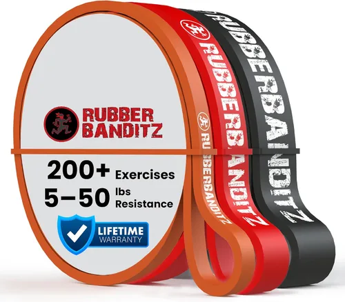 Vista 10 de Rubberbanditz Combo Pull Up Assist Bands Heavy Duty Resistance Exercise Bands for Powerlifting, Mobility, and Stretching Resistance Bands for