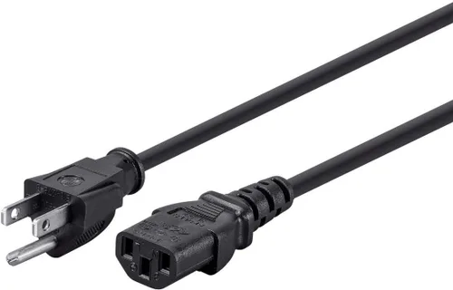 Vista 18 de Monoprice Cable de alimentación NEMA 5-15P a IEC 60320 C13, 18AWG, 10A/1250W, 125V, 3 clavijas, 1 pie, negro, paquete de 6