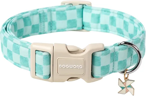 Vista 44 de DOGWONG Collar de Algodón para Perro, Collar para Perro de Cuadros Azules Resistente, Collar Suave y Duradero para Perro Macho, Lindo Collar de A