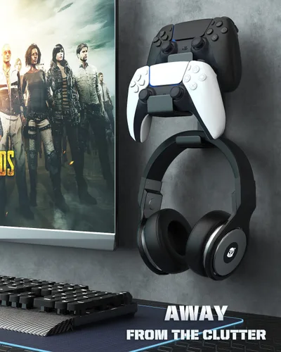 Vista 7 de MoKo Controller Holder, Dual Gamepad Controller & Headphone Hanger for Xbox One, Xbox 360, PS3, PS4, PS5, PC, STEAM, SwitchWall Mount Stand for All