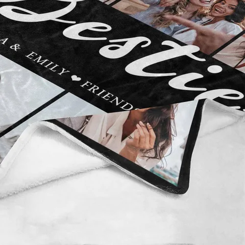 Vista 4 de InterestPrint Manta personalizada con fotos para mejor amiga, manta de cama personalizada para amiga, hermana, textos personalizados de fotos