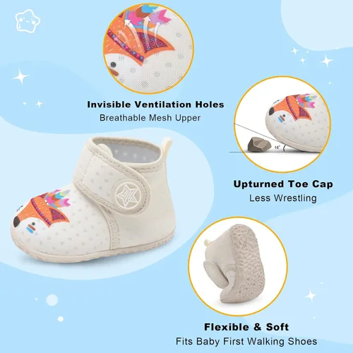 Vista 3 de JOINFREE Zapatillas transpirables para bebés y niñas, zapatos antideslizantes para primeros pasos, zapatos para cuna, zapatos descalzos para bebés