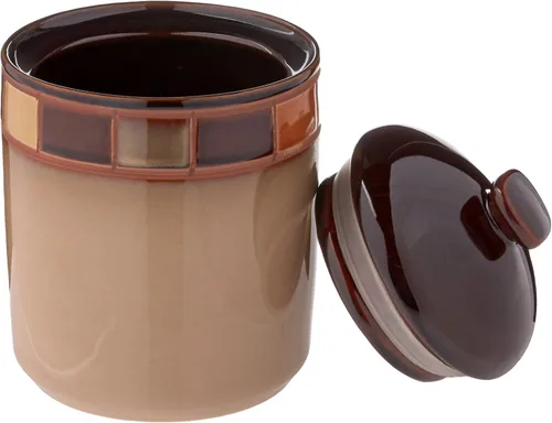 Vista 3 de Gibson, set de 3 tarros color beige y café.