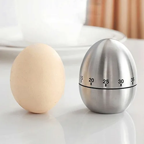 Vista 4 de Temporizadores de cocina de huevo, temporizador mecánico giratorio de acero inoxidable de 60 minutos para cocina, trabajo, aprendizaje