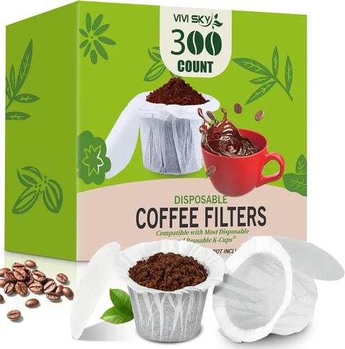 Vista 8 de VIVI SKY Filtros de café desechables K Cup, 200 filtros de papel de filtro de café para cafeteras Keurg de una sola porción 1.0 y 2.0, uso