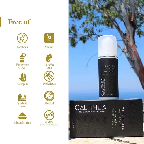 Vista 9 de Calithea Crema hidratante facial para una piel sana, brillante y equilibrada con aloe vera, tuna y aceite de oliva