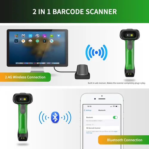 Vista 9 de NETUM Escáner industrial del código de barras de Bluetooth de la serie 2D QR del RD con el muelle de carga (RD-1950)