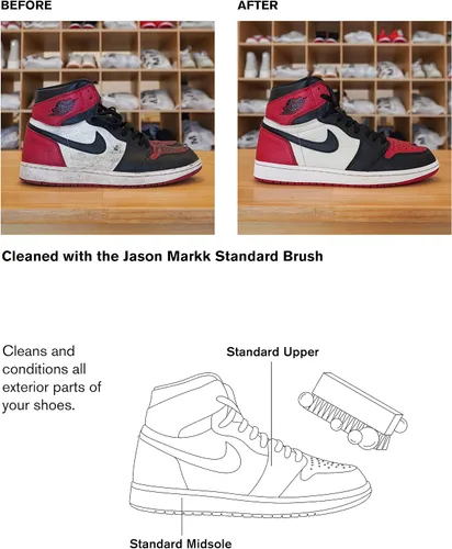 Vista 3 de Jason Markk Cepillo de limpieza estándar, mango de madera hecho a mano, cerdas sintéticas, resistente a las manchas difíciles y la suciedad