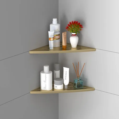 Vista 9 de Qeke Estante esquinero de ducha dorado cepillado, acero inoxidable 304 de 11.5 pulgadas, estante esquinero empotrado de baño para pared de azulejos