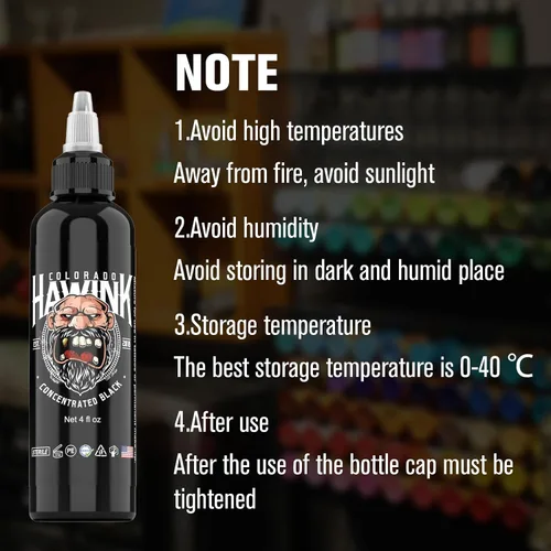 Vista 4 de HAWINK Tinta negra del tatuaje 4oz (4.1 fl oz) del pigmento amistoso suministros concentrado negro ti203-120-002