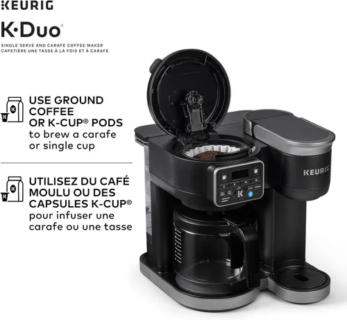Vista 5 de Keurig K-Duo - Cafetera de una porción con cápsulas K-Cup y jarra, color negro