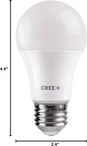 Vista 7 de Cree Lighting Bombilla LED A19 de la serie básica, bombilla LED regulable de 2700 K, 60 W + 800 lúmenes, blanco suave, paquete de 4