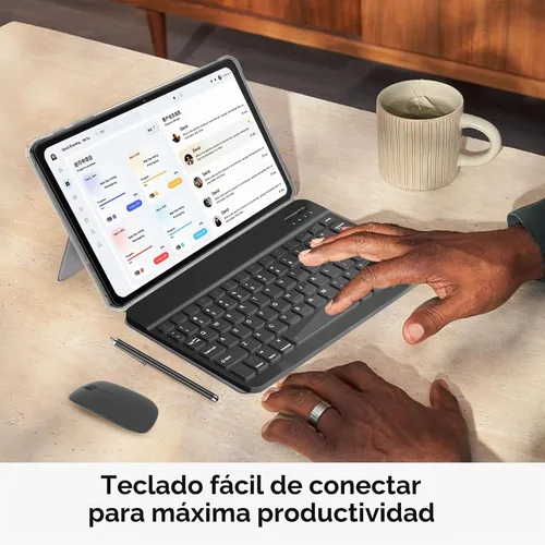 Vista 4 de TUOHAITIME Tablet Android 15, 12GB+64GB+1TB Expand, paquete de tablet de 10" con funda para teclado, lápiz capacitivo, CPU octa-core, cámara dual
