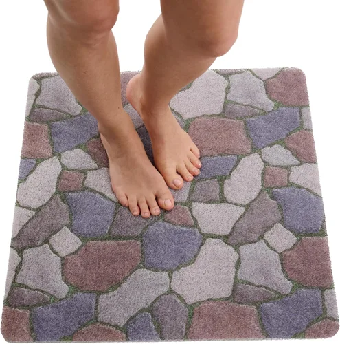 Vista 143 de Enkosi Alfombra de ducha antideslizante Loofah para suelos de ducha, bañera, baños, zonas húmedas, alfombrilla de baño acolchada con agujeros