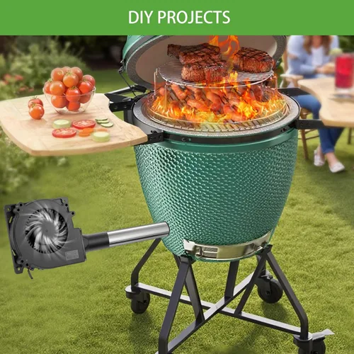 Vista 6 de Ventilador eléctrico pequeño de 4.724 in x 1.260 in para barbacoa de 12 V con controlador para soplador de aire de jaula de ardilla, ventilación