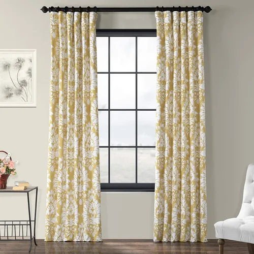 Vista 20 de HPD Half Price Drapes Cortinas florales de algodón de lujo con estampado de 84 pulgadas de largo (1 panel), modernas cortinas de oscurecimiento