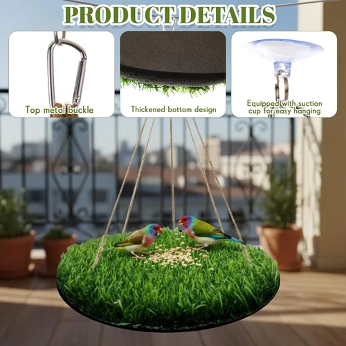 Vista 4 de Juguete de tapete de forrajeo para pájaros pequeños, columpio de pájaro de 10 pulgadas, hamaca colgante de césped artificial para periquitos