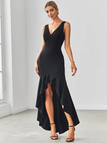 Vista 4 de Alisapan Vestidos formales largos con cuello en V para mujer, sin mangas, elásticos, sin mangas, 00011