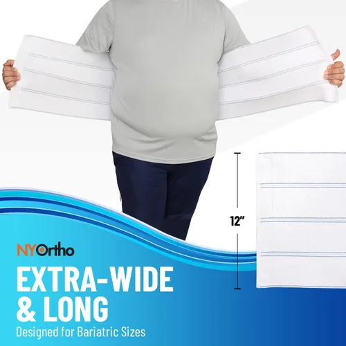 Vista 2 de NYOrtho Faja abdominal bariátrica, envoltura elástica de 12 pulgadas de ancho para hombres y mujeres de talla grande, ropa de compresión postcirugía