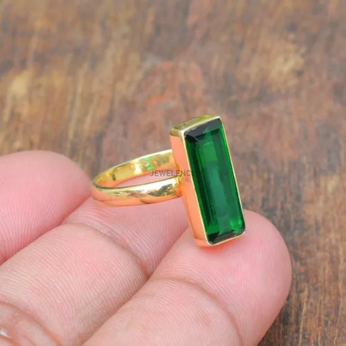 Vista 4 de Anillo de plata de ley maciza superpuesta de oro amarillo de 18 quilates para mujer, anillo de compromiso de plata esterlina, juego de bisel