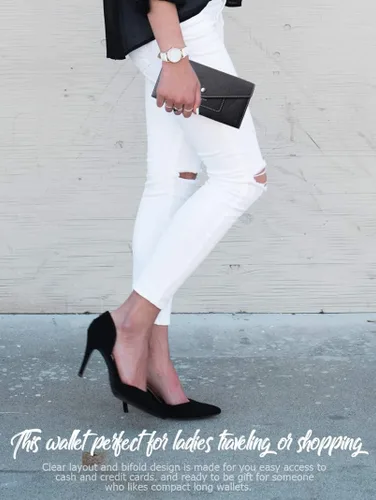 Vista 7 de Cartera de piel para mujer RFID con sobres ultrafinos
