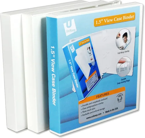 Vista 13 de UniKeep Carpeta de 3 anillos – La carpeta está totalmente cerrada, disponible en blanco, transparente o negro y en diferentes tamaños de lomo