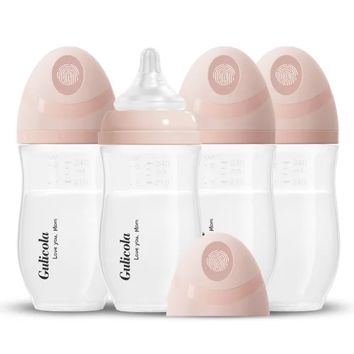 Vista 9 de Gulicola Natural PP Biberones de Lactancia para Bebés Conjunto para Recién Nacidos Paquete de 2, Tetinas de Flujo Lento, 0 Meses +, 5 oz - Rosa