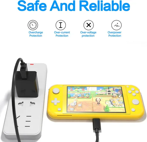 Vista 4 de Cargador para Nintendo Switch, cargador rápido con certificación UL, adaptador de CA de 5 V3 A, reemplazo de carga para Nintendo SwitchSwitch
