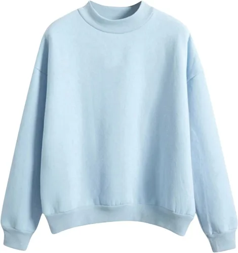 Vista 19 de Sudadera de cuello alto falso para mujer, cuello redondo, cómoda, color liso, suéter casual de manga larga, suéter de otoño