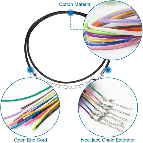 Vista 4 de Selizo 100 cuerdas para collar con cierre a granel para hacer joyas y pulseras, multicolor