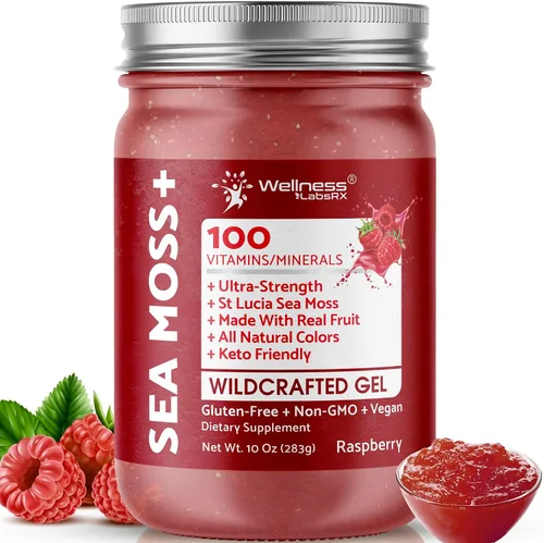 Vista 11 de Gel de musgo de mar irlandés crudo - Superalimento de musgo marino recolectado en la naturaleza - Sabor a manzana y canela, rico en vitaminas