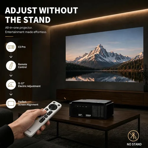 Vista 4 de DESS Proyector C5 Pro 2200 ANSI Google TV, soporte eléctrico nativo 1080P Negro