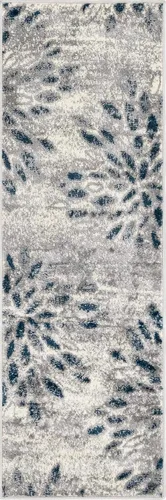 Vista 3 de Unique Loom Sumter Collection - Alfombra Rhett (2 pies x 6 pies, gris/azul marino)