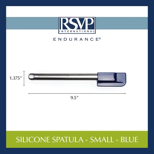 Vista 5 de RSVP International Endurance Kitchen Tool Collection - Espátula de silicona, mango de acero inoxidable, 9.5 x 1.4 pulgadas, color azul
