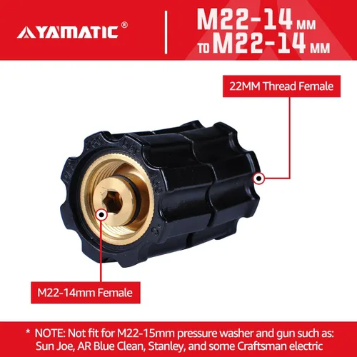 Vista 3 de YAMATIC Adaptador estabilizador para lavadora a presión para manguera, bomba y pistola, M22-0.551 in hembra x M22-0.551 in hembra, 4000 PSI/280 Bar