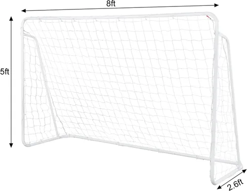 Vista 2 de Portería de fútbol de 8 x 5 x 2.6 pies con red, juego de entrenamiento de fútbol portátil para patio trasero, marco de nailon y acero resistente a