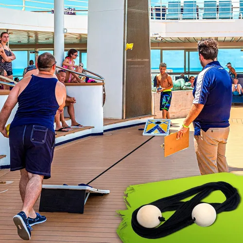 Vista 5 de Sotiff 2 juegos de tableros de cornhole de 27 pies, herramienta de configuración de distancia, dispositivo de medición de juego de cornhole